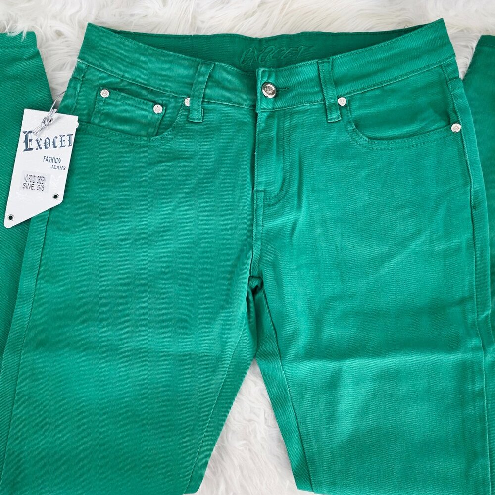 NWT Women's Exocet Denim Skinny Jeans, Green, Size 5/6,